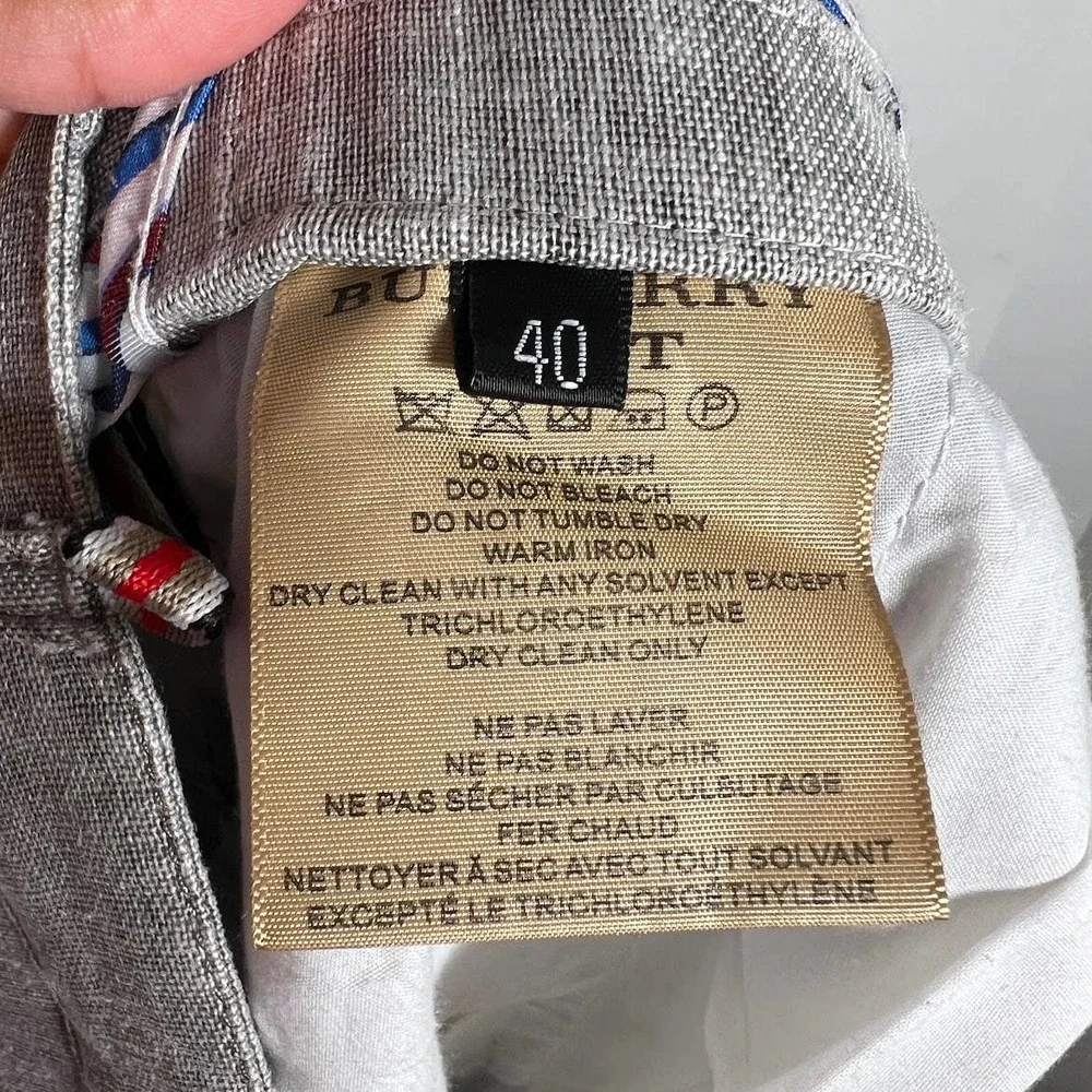Burberry Brit Men's Straight Leg Dress Pants Size 40 Gray Flat Front Breathable